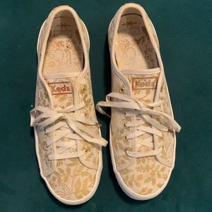 keds x rifle paper co floral gold print sneakers
